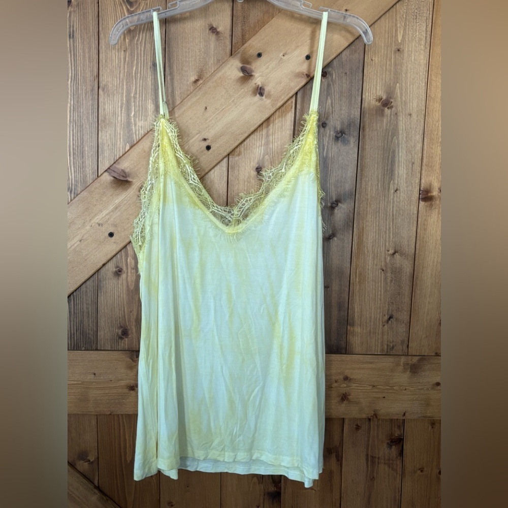 Women's POL Yellow Tie Dye Lace Camisole Top | Size XL